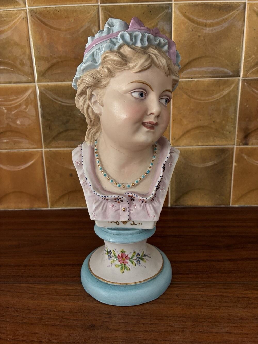 Antique German Porcelain Bisque Head Bust Of Young Woman Figurine No. 934